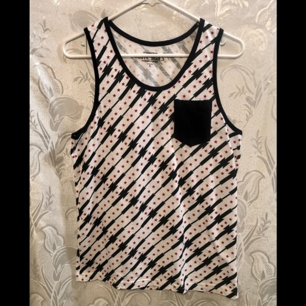 Rustic Souls White Black with Red Stars Tank Top